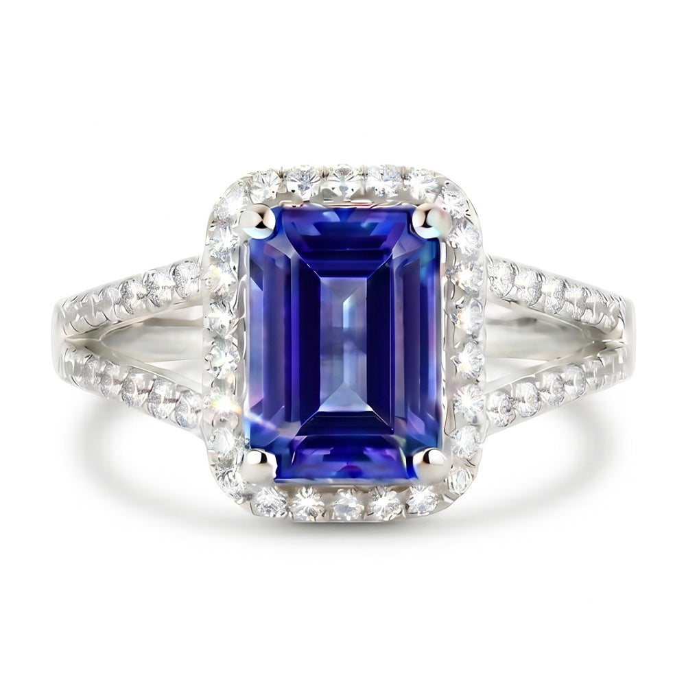 Zaffiro E Anello Di Diamanti Naturali Autentici ( non creati in laboratorio )