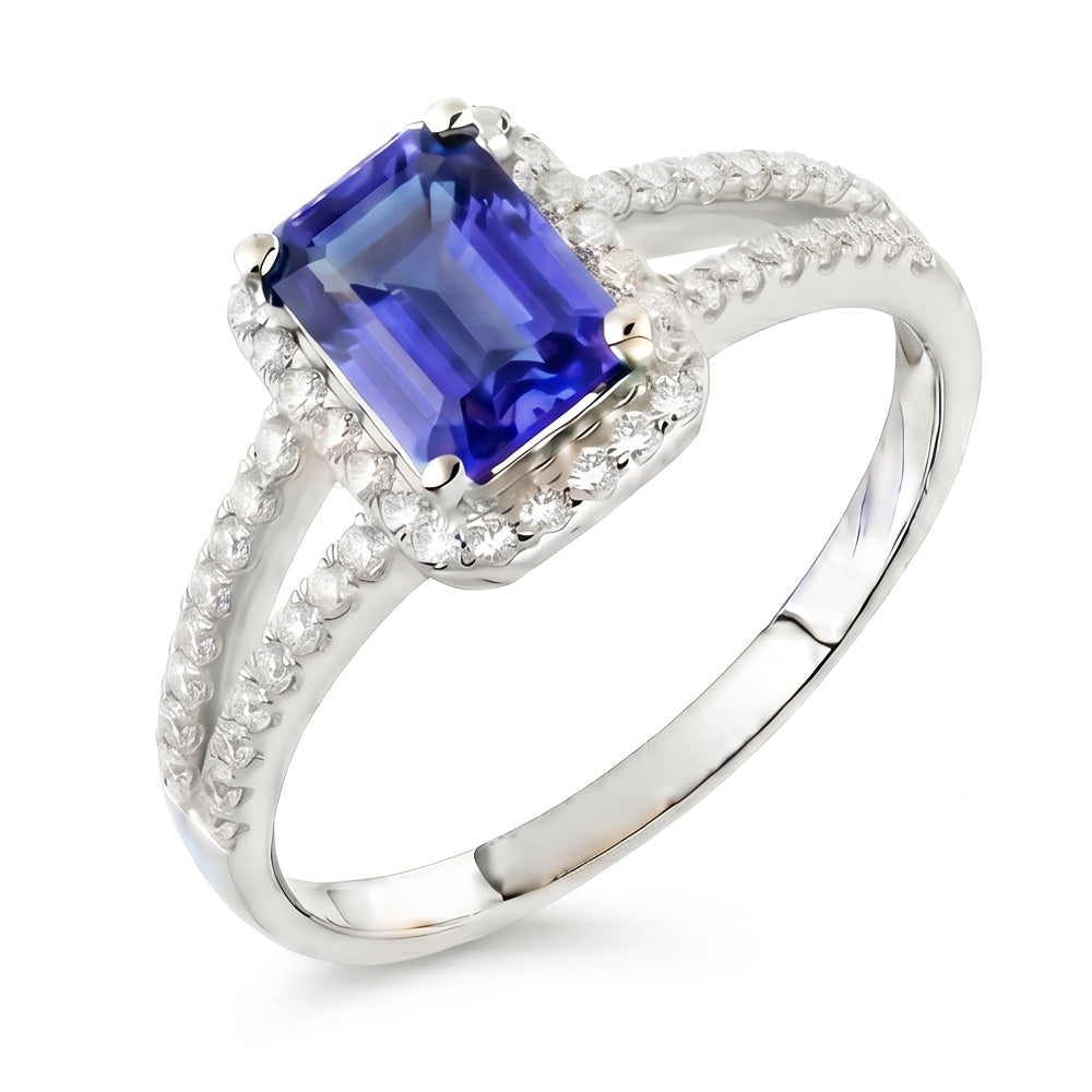 Zaffiro E Anello Di Diamanti Naturali Autentici ( non creati in laboratorio )