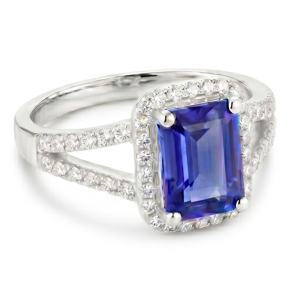 Zaffiro E Anello Di Diamanti Naturali Autentici ( non creati in laboratorio )