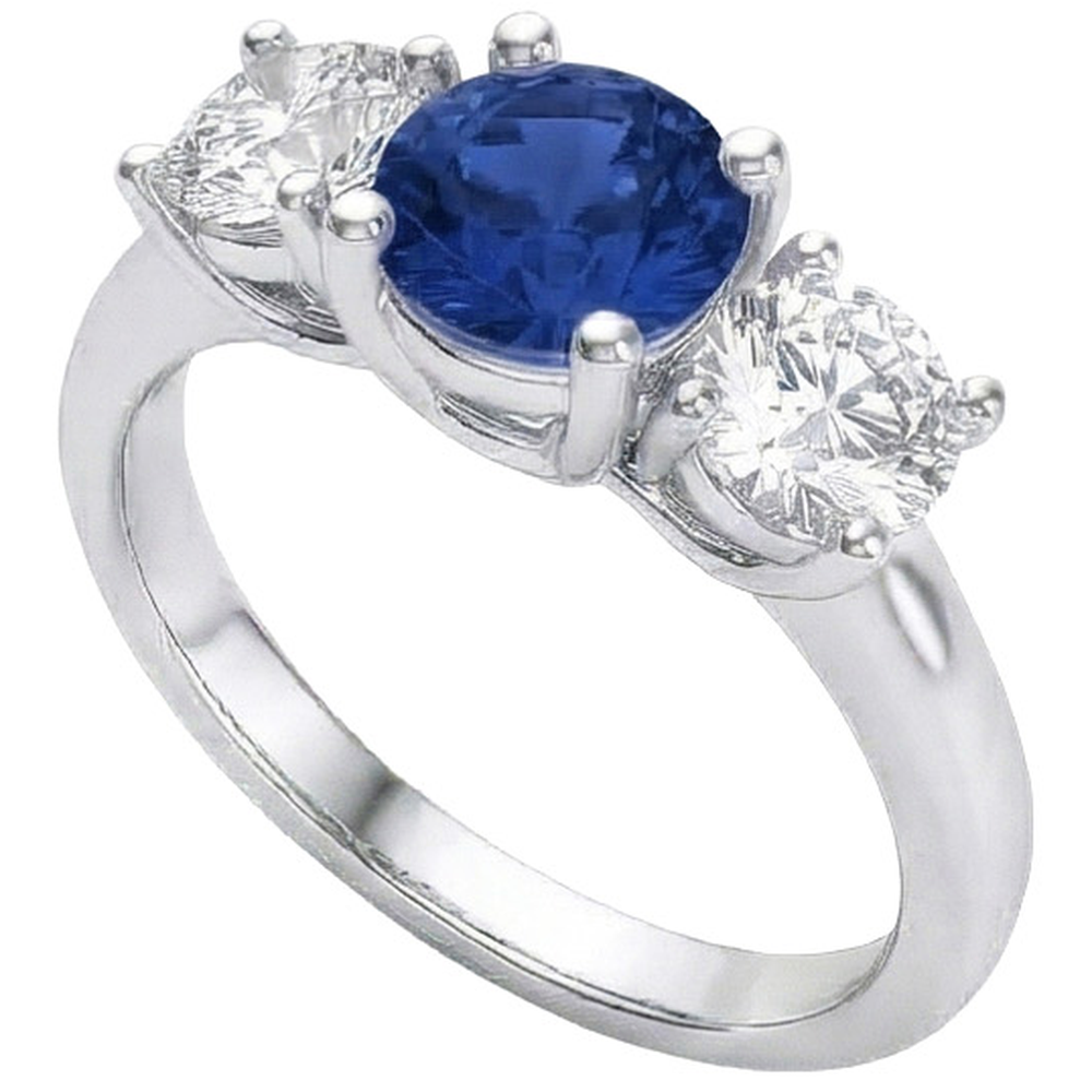Zaffiro E Anello Di Diamanti Naturali Autentici ( non creati in laboratorio )