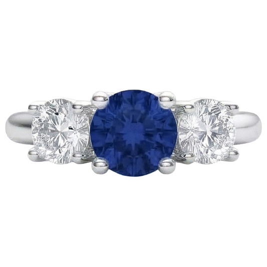 Zaffiro E Anello Di Diamanti Naturali Autentici ( non creati in laboratorio )