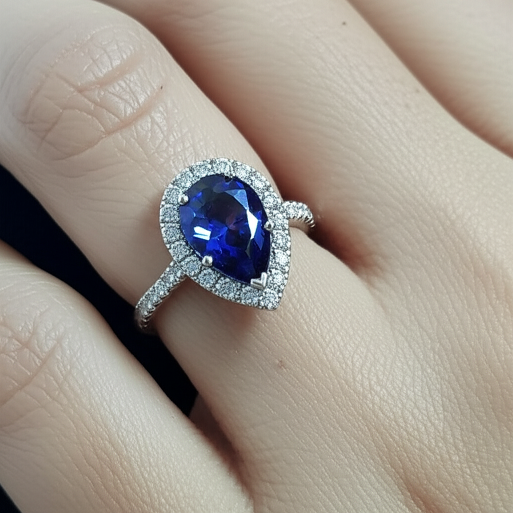 Zaffiro E Diamante Anello