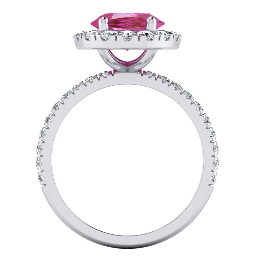 Zaffiro Rosa Halo Anello Diamante