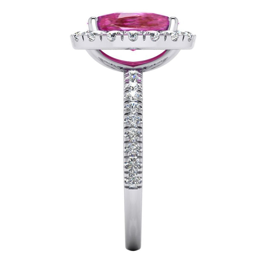 Zaffiro Rosa Halo Anello Diamante