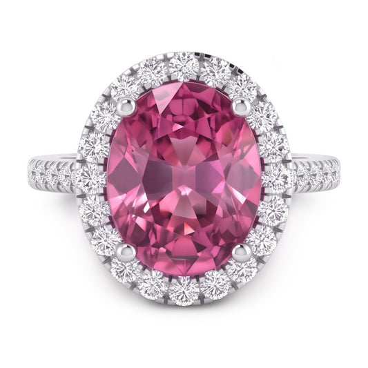Zaffiro Rosa Halo Anello Diamante