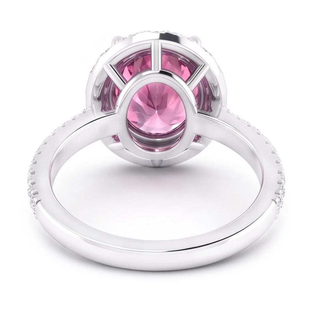 Zaffiro Rosa Halo Anello Diamante