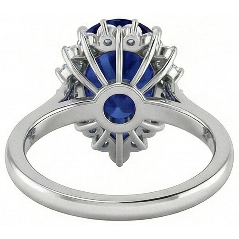 Zaffiro blu taglio pera da 1.75 ct con anello di diamanti Lady Gold