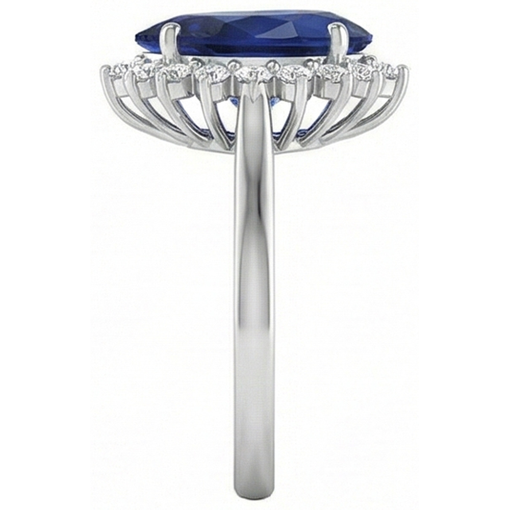 Zaffiro blu taglio pera da 1.75 ct con anello di diamanti Lady Gold