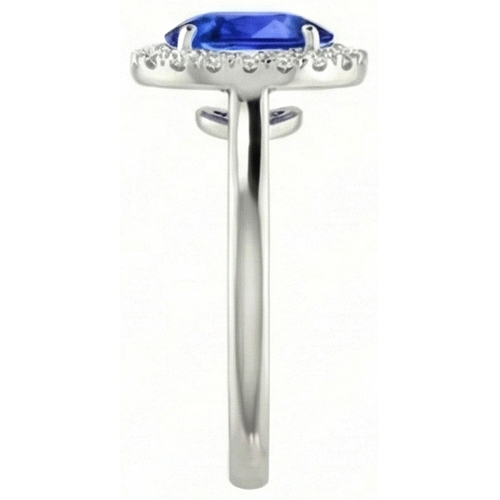 Zaffiro da 2.60 carati con anello di diamanti in oro bianco 14K