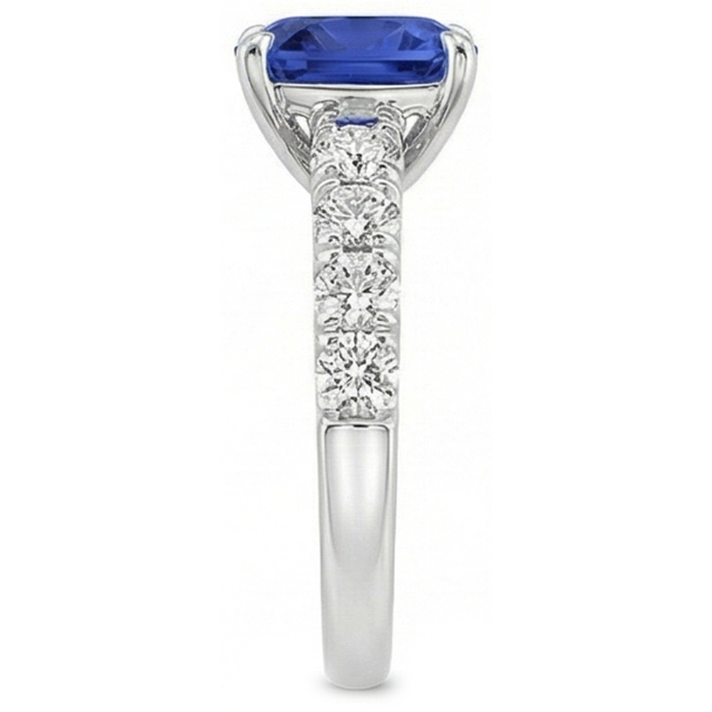 Zaffiro dello Sri Lanka taglio cuscino con accenti 3.25 carati gioielli