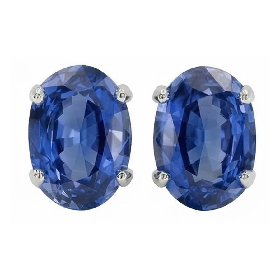 Zaffiro di Ceylon 8 ct. Orecchini con paia di orecchini in oro bianco 14K con borchie