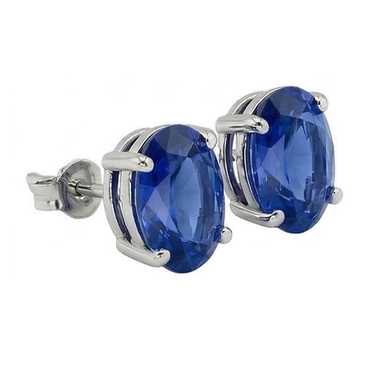 Zaffiro di Ceylon 8 ct. Orecchini con paia di orecchini in oro bianco 14K con borchie