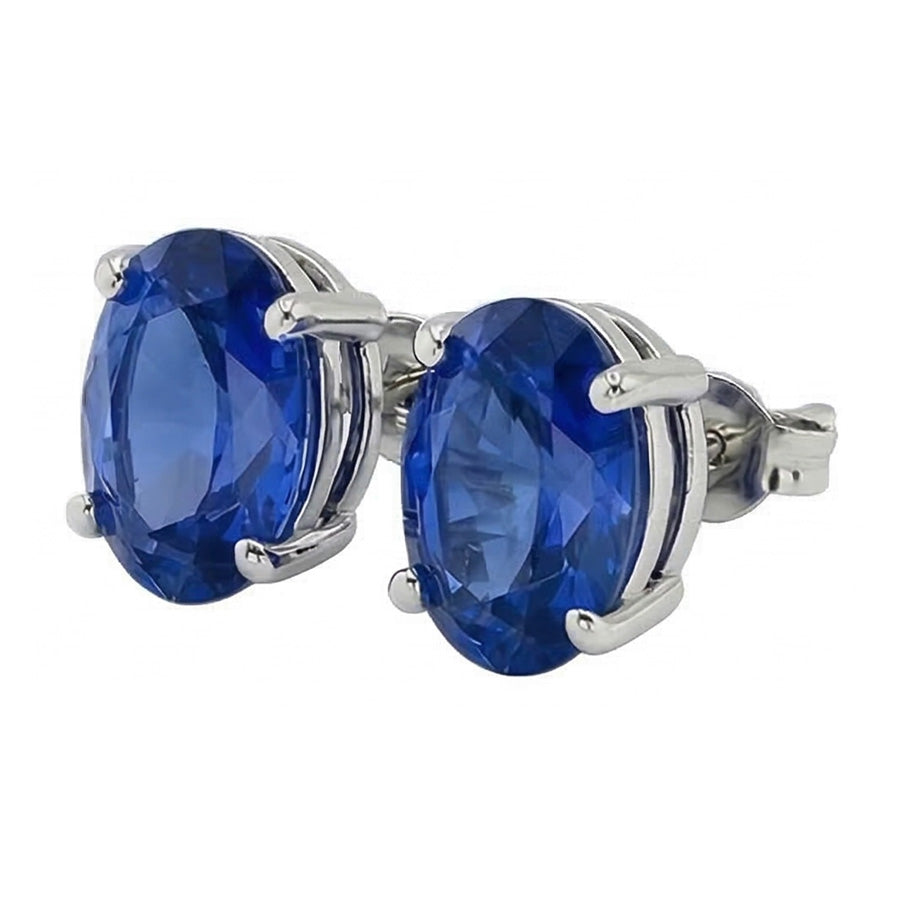 Zaffiro di Ceylon 8 ct. Orecchini con paia di orecchini in oro bianco 14K con borchie