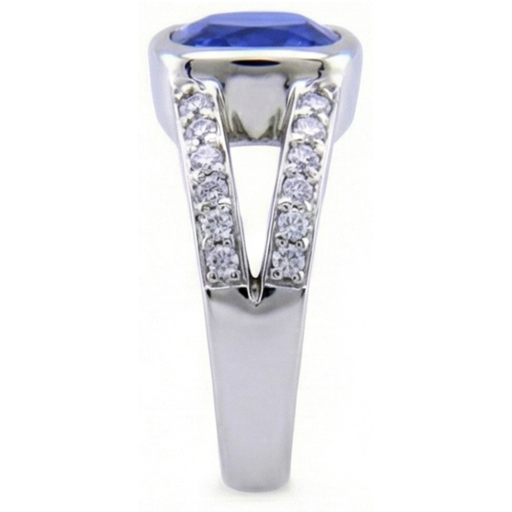 Zaffiro di Ceylon e anello di diamanti in oro bianco 14K 4,50 carati