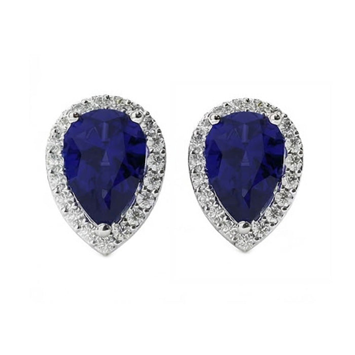 Zaffiro e diamanti 5.20 carati Orecchini da donna in oro bianco 14K