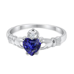 Zaffiro blu e anello di diamanti Cuore Zaffiro dello Sri Lanka 1,25 carati con oro bianco 14K