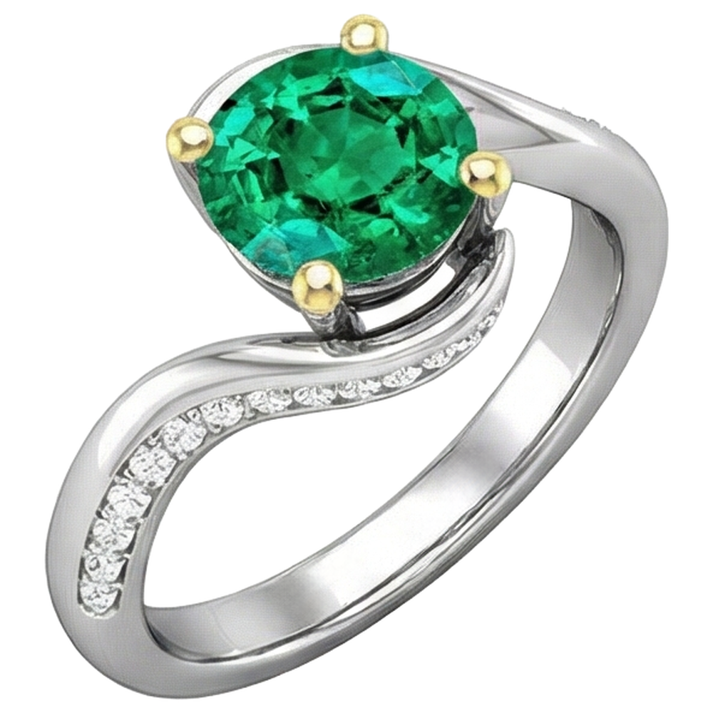 Smeraldo Fine Anello Pietra Colorata – vista laterale