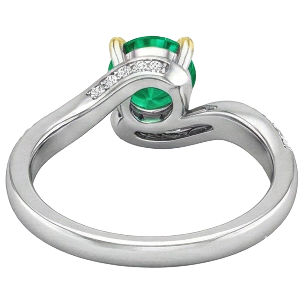 Smeraldo Fine Anello Pietra Colorata 2 carati Oro 14 Carati Bicolore – vista posteriore