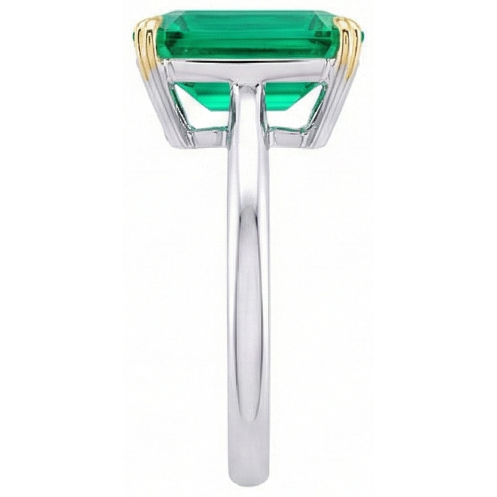 Smeraldo Fine Anello Pietra Colorata 4-carati Oro Due Toni 14K – vista angolare