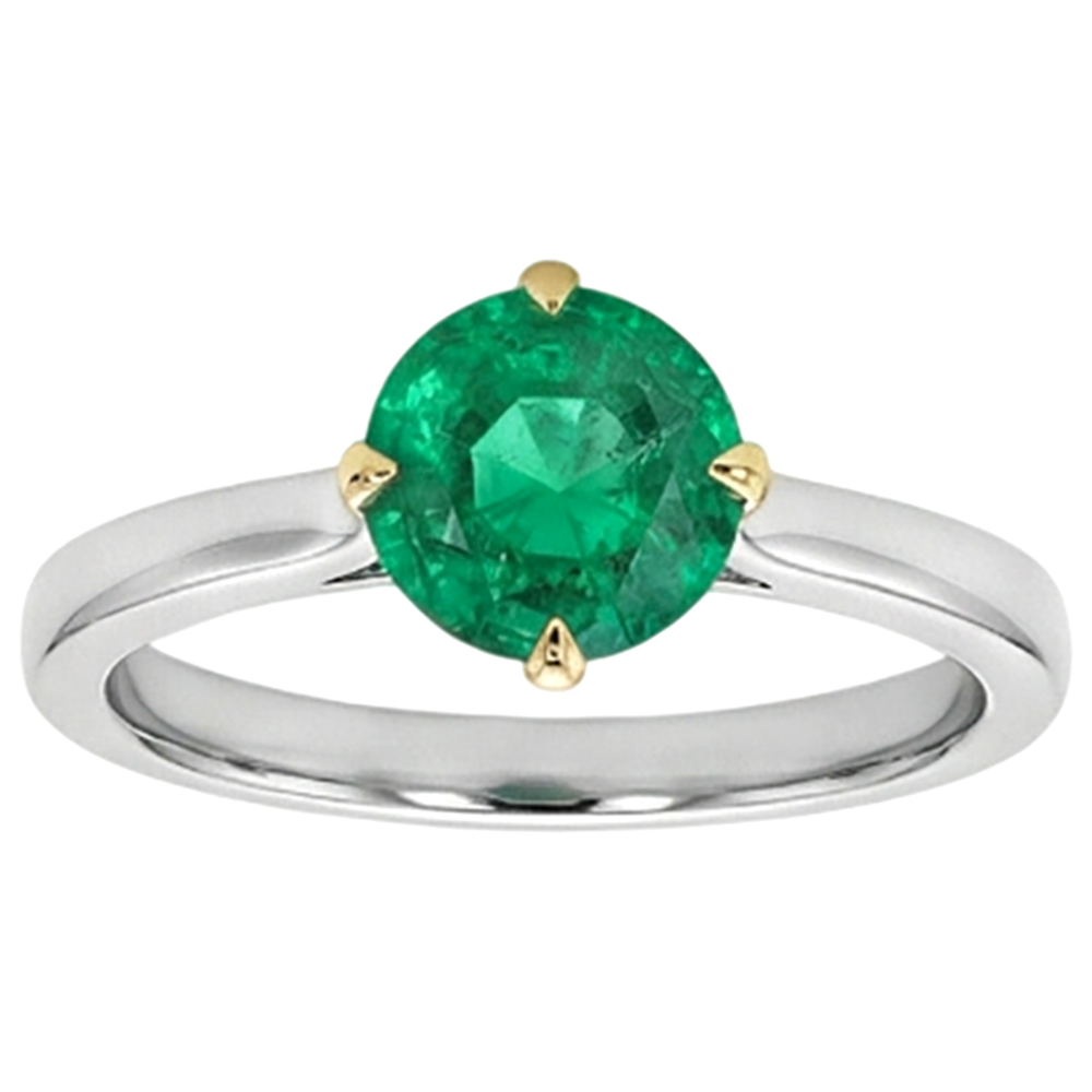 Anello Pietra Colorata Oro Due Toni 14K con Smeraldo Fine – vista angolare