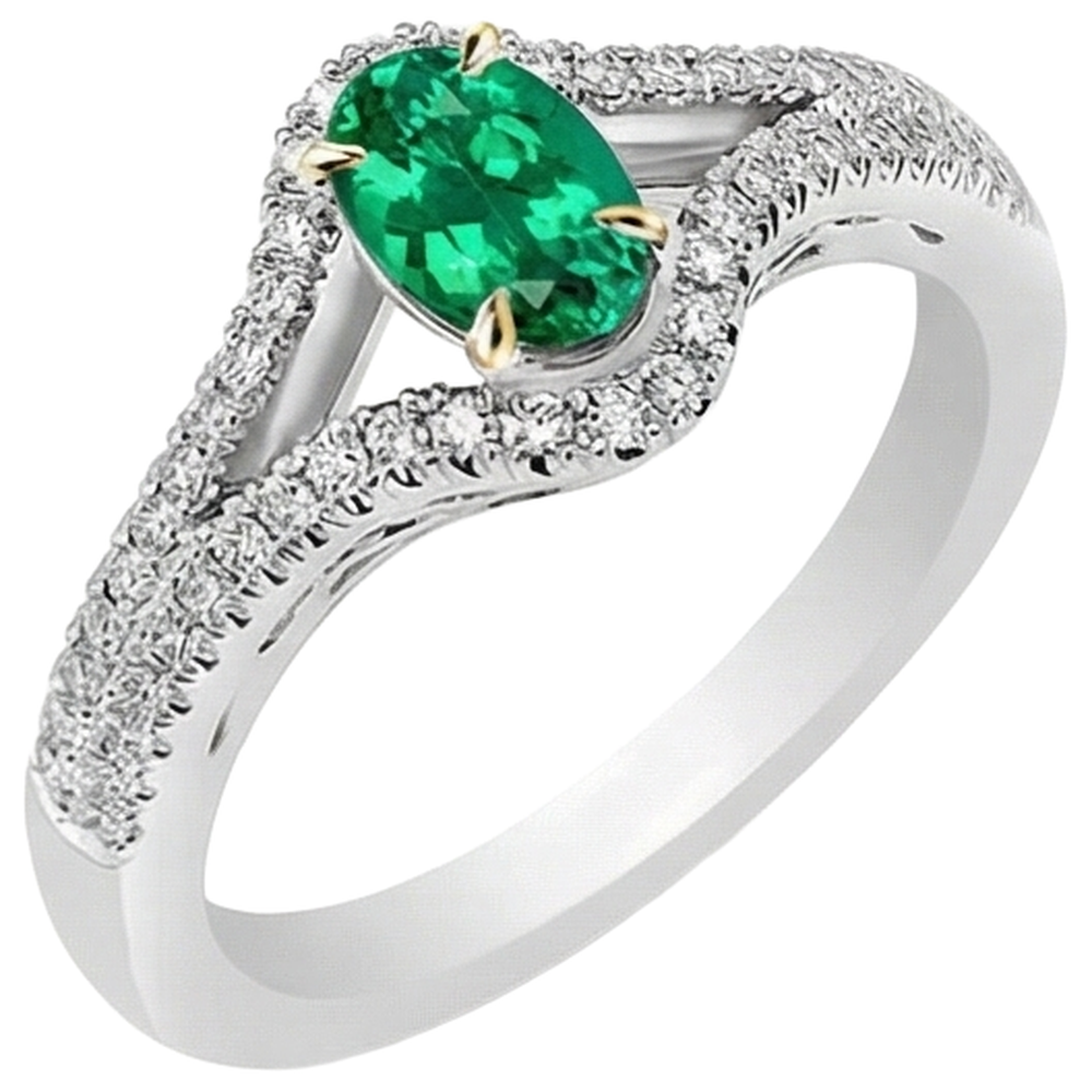 Premium Smeraldo Colombiano Anello Pietra Colorata 1 carati – vista laterale