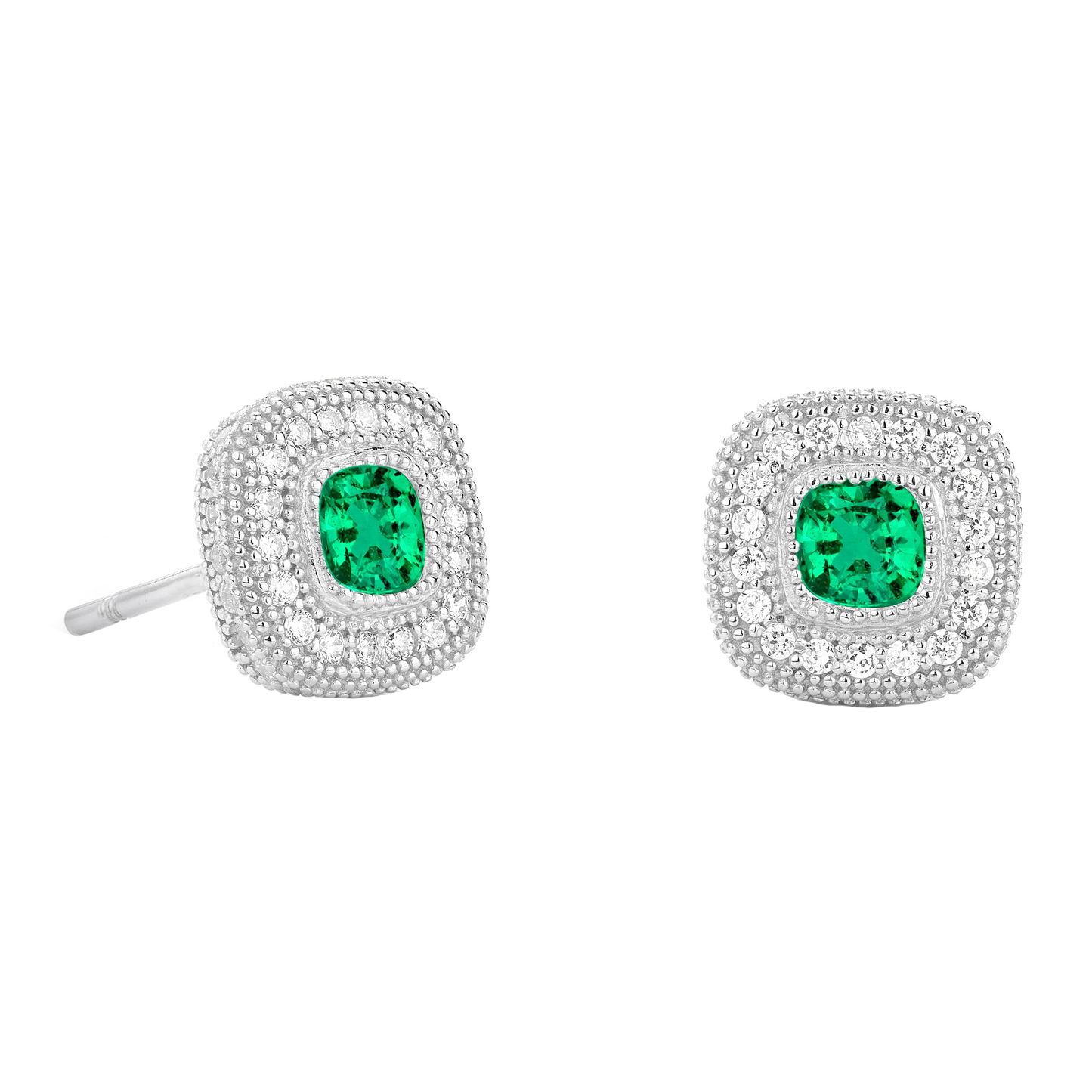 Gemstone Earring Oro 14 Carati Bianco con Smeraldo – vista principale