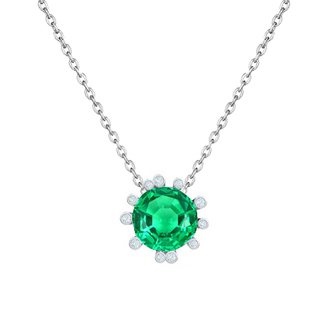 Smeraldo Colombiano Pendente Pietra Preziosa 1-carati Oro Bianco 14K – vista principale