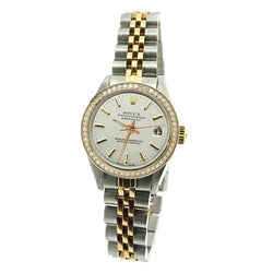 acciaio inossidabile e oro Rolex da donna Datejust orologio quadrante bianco a bastoncino con diamanti
