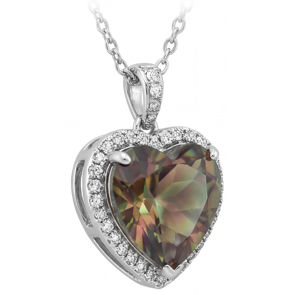Forma Cuore Alessandrite anello in Oro 14 Carati Bianco – vista frontale
