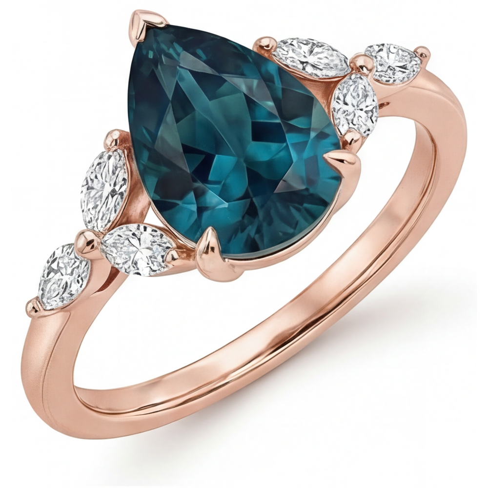 Alessandrite Trilogia 4-carati Oro Rosa 14K – vista laterale