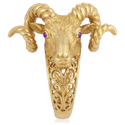 Oro Giallo 14K Ariete Ametista Anello con Pietra Preziosa 0,05