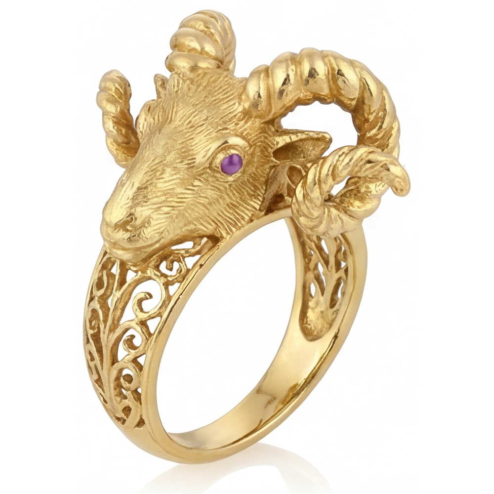 Ametista Taglio Brillante Anello con Pietra Preziosa in Oro Giallo 14K – vista frontale