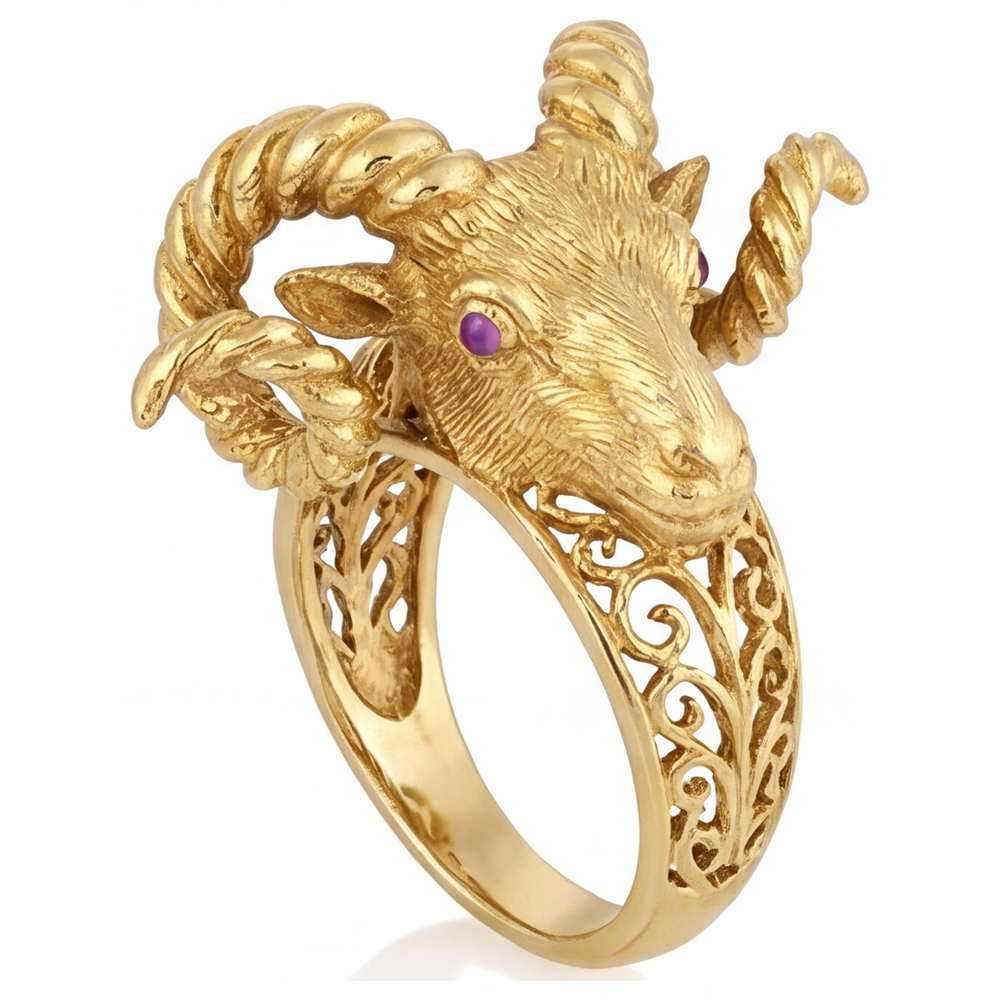 Anello con Pietra Preziosa Oro Giallo 14K con Ametista – vista laterale