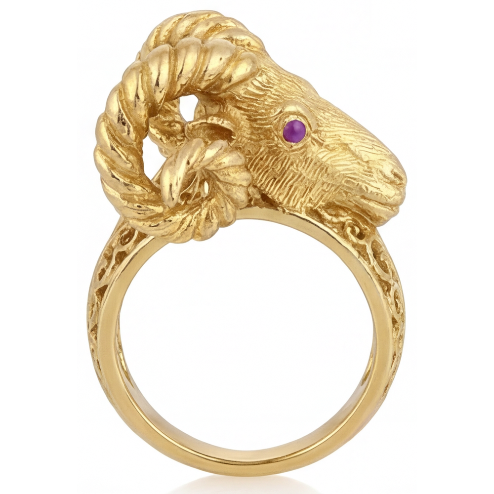 Taglio Brillante Ametista anello in Oro Giallo 14K – vista angolare