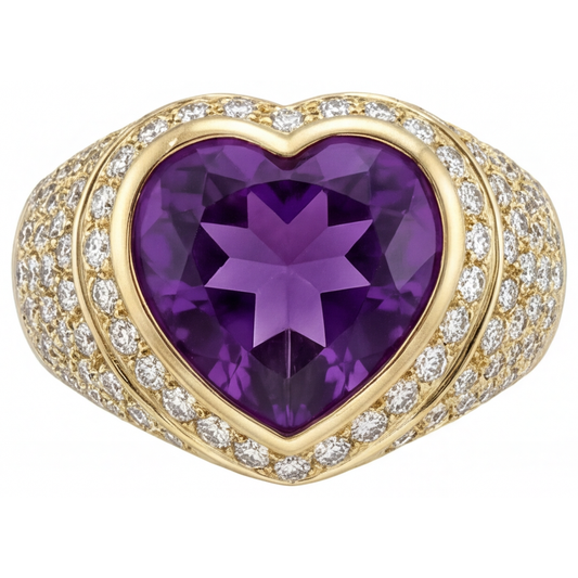 Anello con Pietra Preziosa Oro 14 Carati Giallo con Ametista – vista principale