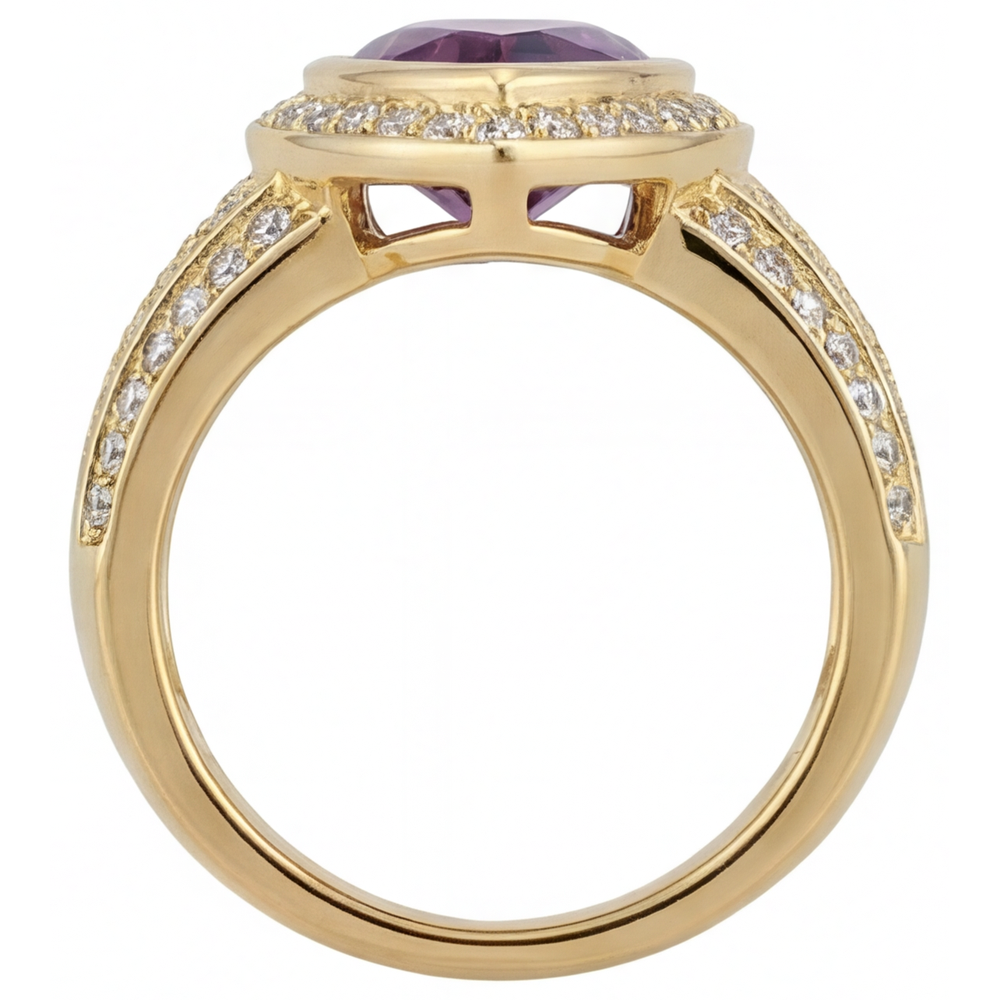 Ametista Anello con Pietra Preziosa 9,50-carati Oro Giallo 14K – vista profilo
