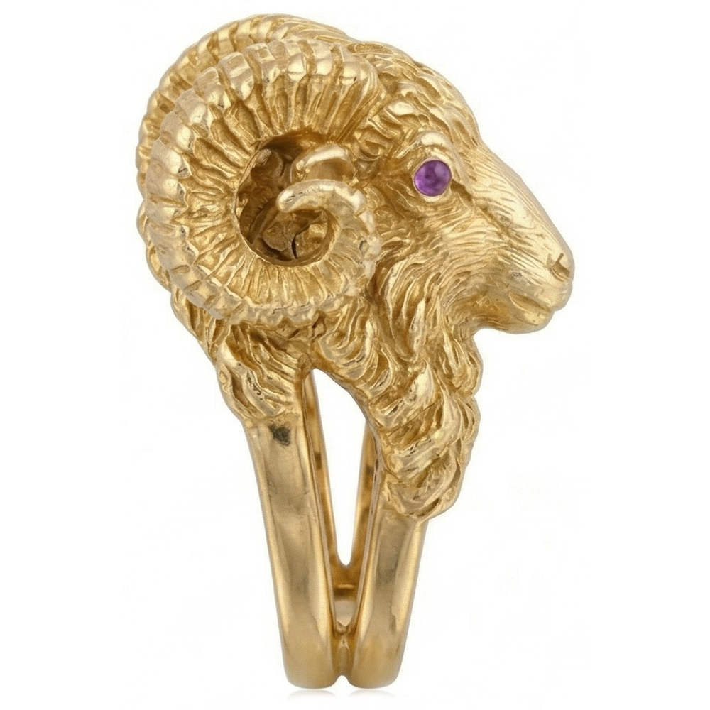 Ametista Viola Anello con Pietra Preziosa 0,10-carati Oro Giallo 14K – vista frontale