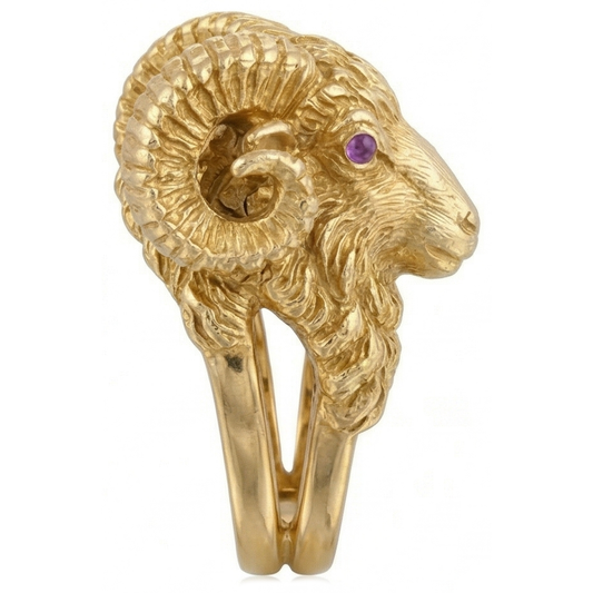 Ametista Viola Anello con Pietra Preziosa 0,10-carati Oro Giallo 14K – vista frontale