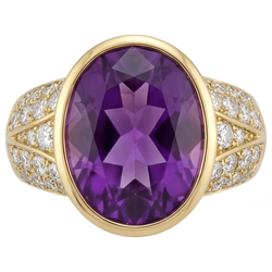 Purezza VVS Ametista Viola Anello Pietra Colorata 9 carati – Oro