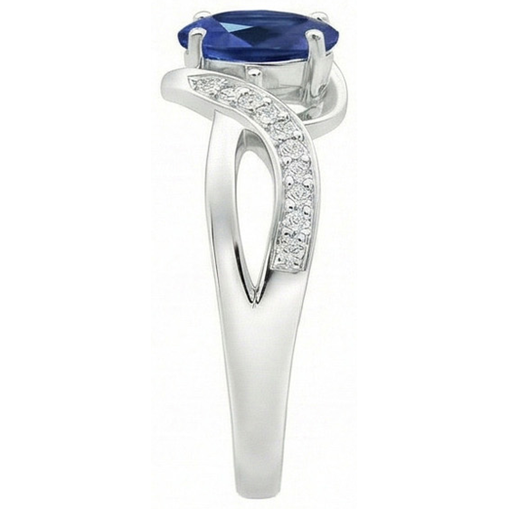 anello a nastro con zaffiro blu dello Sri Lanka di 2,90 carati in oro bianco 14 carati