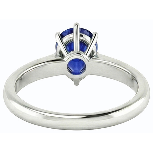 anello di fidanzamento con zaffiri blu 2 carati e diamanti Pear in oro bianco 14K