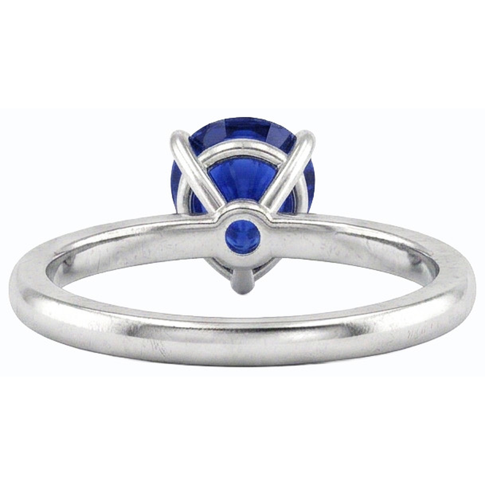 anello solitario a goccia con zaffiro blu a forma di pera da 1,50 carati in oro bianco 14K