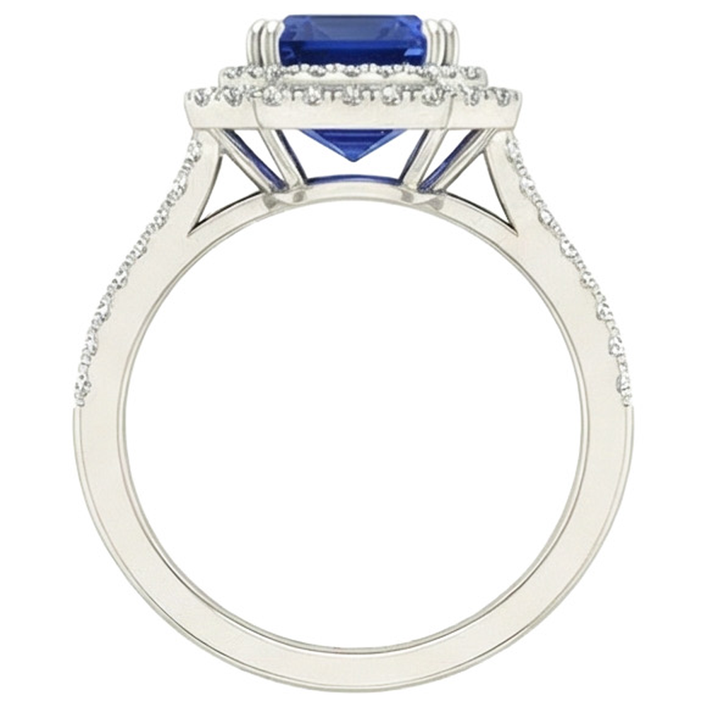 anello solitario con zaffiro blu 5 carati con accenti di gioielli con diamanti