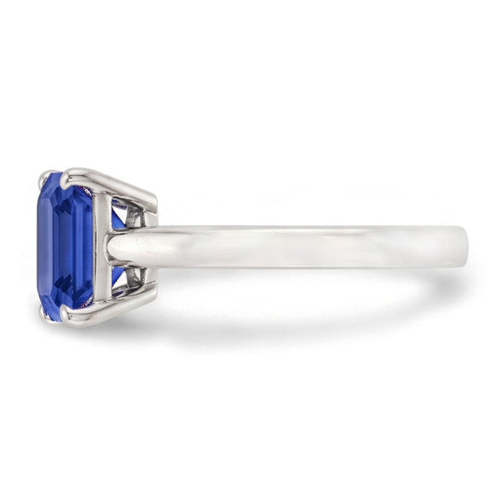 anello solitario con zaffiro blu smeraldo naturale 2 carati set di artigli in oro bianco 14K