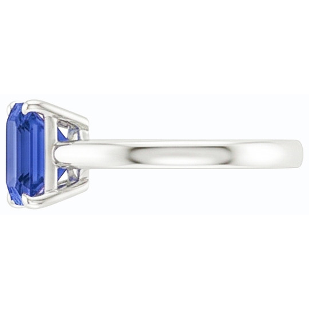 anello solitario con zaffiro blu smeraldo naturale 2 carati set di artigli in oro bianco 14K