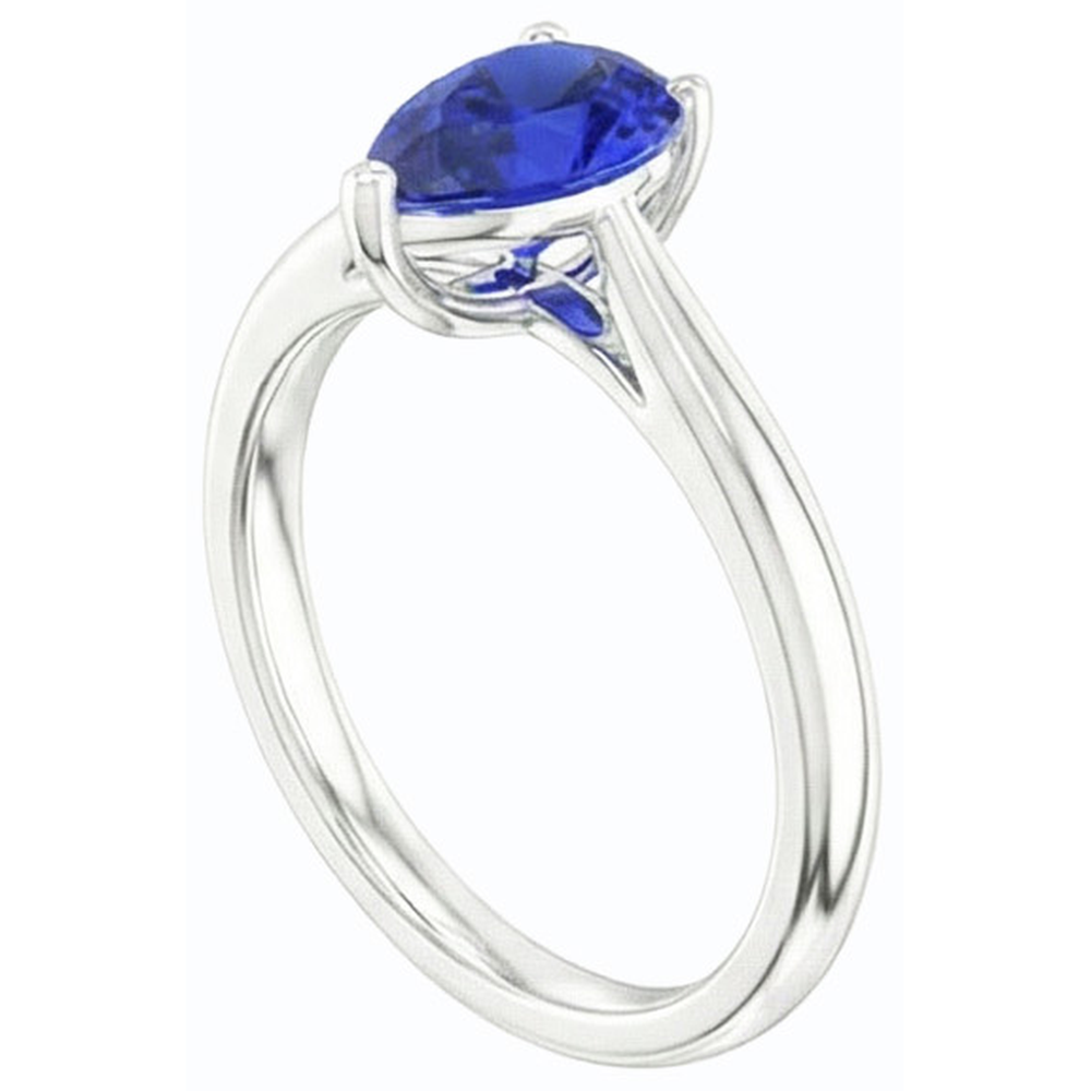 vero pear diamante 1.50carati anello vista di profilo