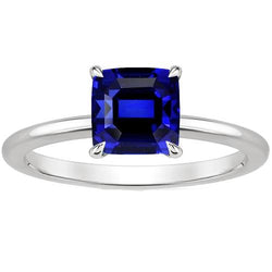 anello solitario con zaffiro taglio cuscino da 2,25 carati dello Sri Lanka in oro bianco 14K