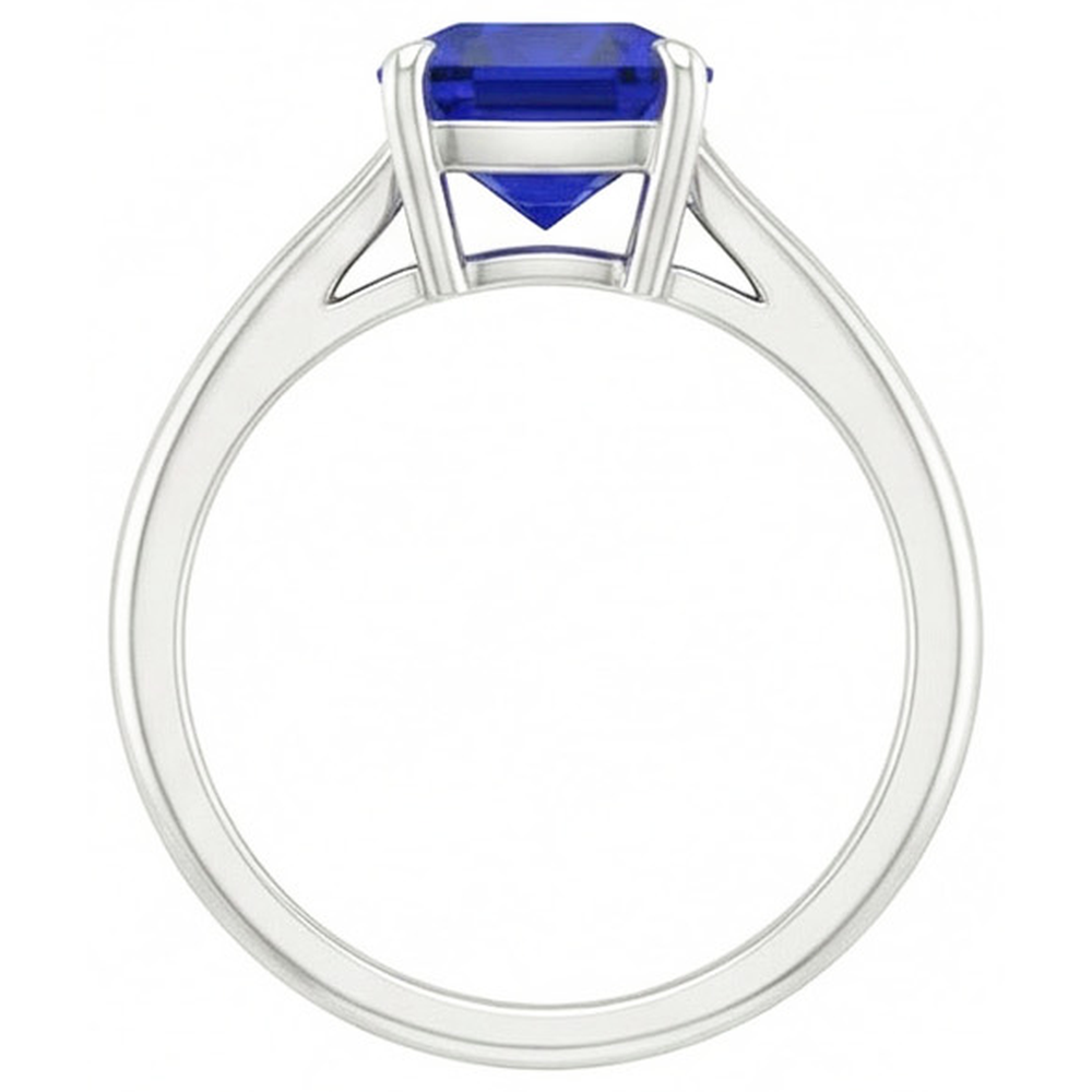anello solitario con zaffiro taglio cuscino da 2,25 carati dello Sri Lanka in oro bianco 14K