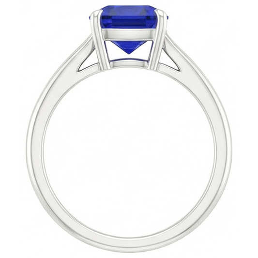 anello solitario con zaffiro taglio cuscino da 2,25 carati dello Sri Lanka in oro bianco 14K
