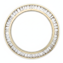 Lunetta da Orologio con Diamanti Baguette 1,5 Carati 28 mm Compatibile con Rolex Datejust in Autentico Oro Giallo 14K Naturale Incassatura a Canale